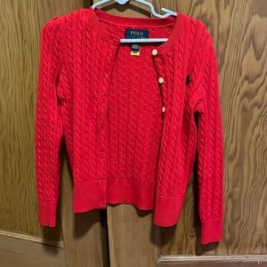 POLO RALPH LAUREN Kids Red Cable Knit Cardigan size 5